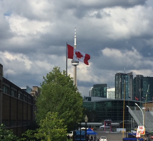 A view of the CN Tower from the Turn 8-9 complex.