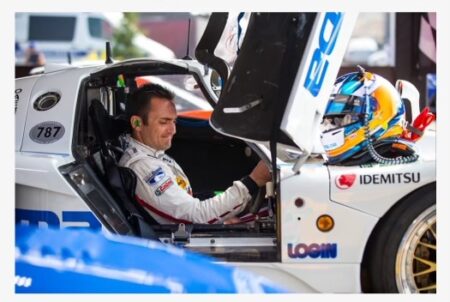 Driving the Mazda 787 at the Motorsports Reunion in '22.