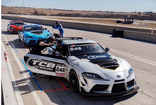 The red, white, and blue three-car lineup for TCB!